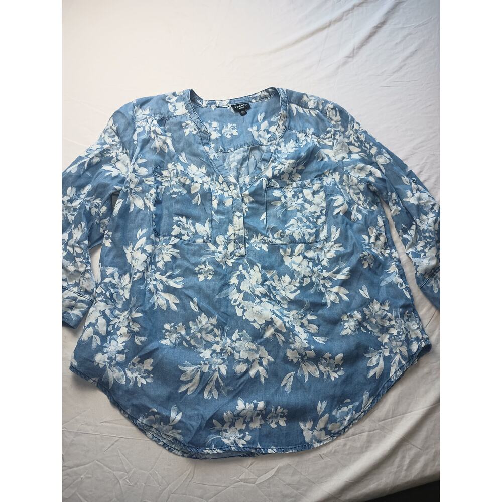Torrid Harper Chambray floral‎ Pop Over Blouse Women Size Large 00